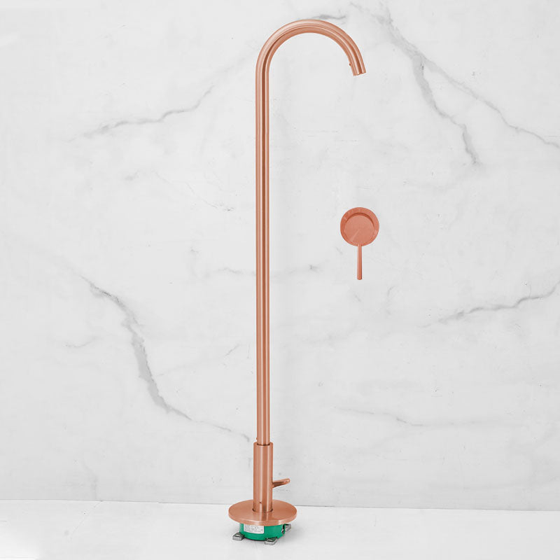Contemporary Brass Freestanding Bathtub Faucet High Arc Bathtub Faucet Rose Gold Manual Switch Clearhalo 'Bathroom Remodel & Bathroom Fixtures' 'Bathtub Faucets' 'bathtub_faucets' 'Home Improvement' 'home_improvement' 'home_improvement_bathtub_faucets' 7209492