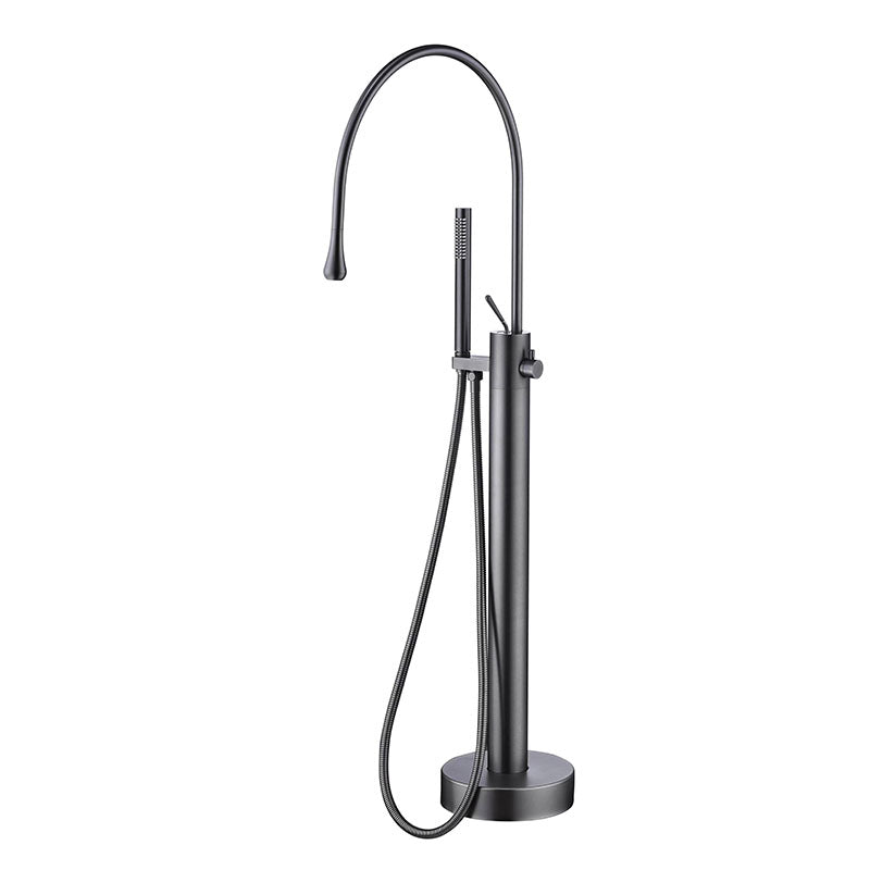 Modern Brass Freestanding Bathtub Faucet with Hand Shower Bathtub Faucet Gun Grey Clearhalo 'Bathroom Remodel & Bathroom Fixtures' 'Bathtub Faucets' 'bathtub_faucets' 'Home Improvement' 'home_improvement' 'home_improvement_bathtub_faucets' 7209499