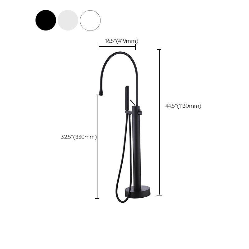 Modern Brass Freestanding Bathtub Faucet with Hand Shower Bathtub Faucet Clearhalo 'Bathroom Remodel & Bathroom Fixtures' 'Bathtub Faucets' 'bathtub_faucets' 'Home Improvement' 'home_improvement' 'home_improvement_bathtub_faucets' 7209505