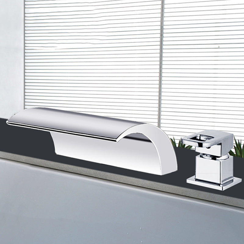 Modern Brass Roman Bathtub Faucet Waterfall Spout Tub Faucet Long 2 Hole Faucets Clearhalo 'Bathroom Remodel & Bathroom Fixtures' 'Bathtub Faucets' 'bathtub_faucets' 'Home Improvement' 'home_improvement' 'home_improvement_bathtub_faucets' 7209510