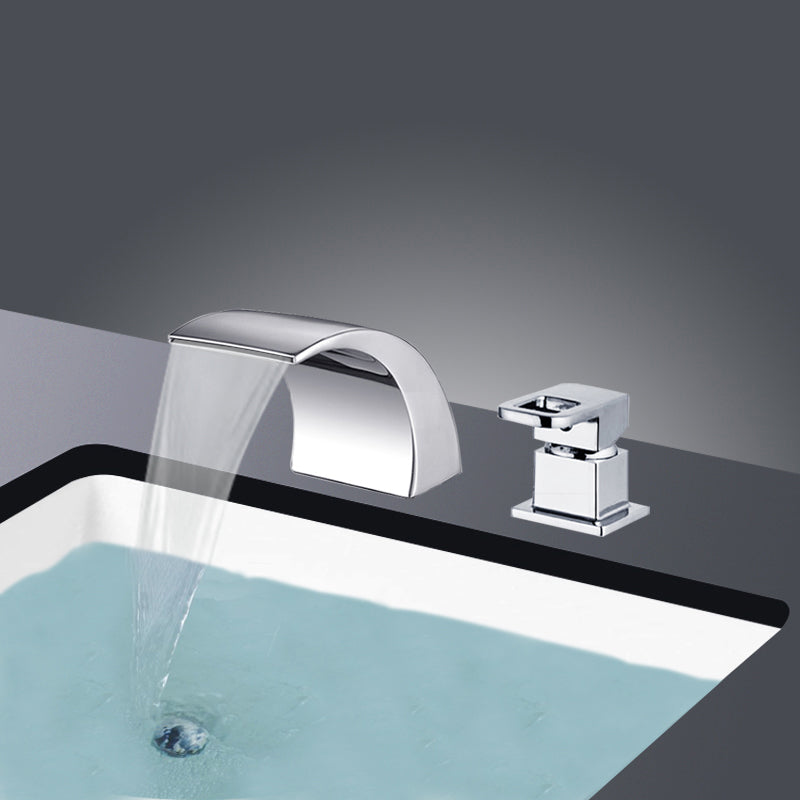 Modern Brass Roman Bathtub Faucet Waterfall Spout Tub Faucet Clearhalo 'Bathroom Remodel & Bathroom Fixtures' 'Bathtub Faucets' 'bathtub_faucets' 'Home Improvement' 'home_improvement' 'home_improvement_bathtub_faucets' 7209512