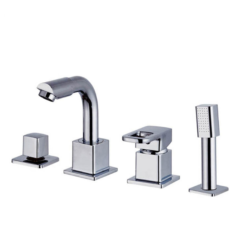 Chrome Bath Faucet Trim with Lever Handle Deck Mount Tub Faucet Clearhalo 'Bathroom Remodel & Bathroom Fixtures' 'Bathtub Faucets' 'bathtub_faucets' 'Home Improvement' 'home_improvement' 'home_improvement_bathtub_faucets' 7209524