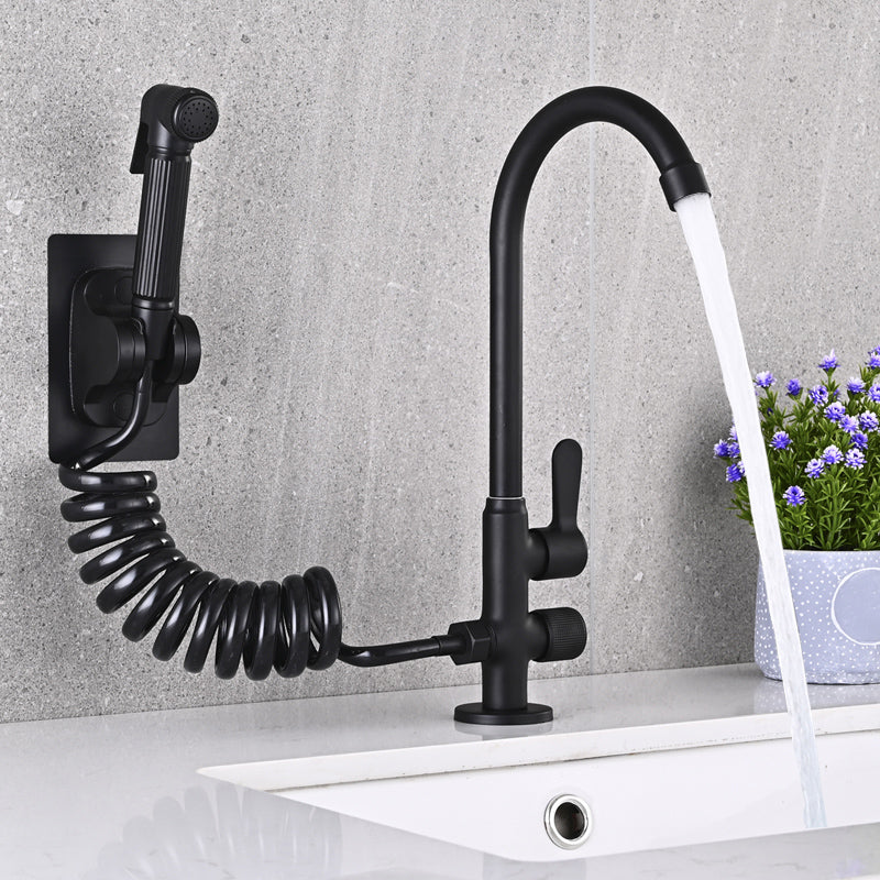 Single Cold Faucet Solid Color High Arc Deck Mounted Bathtub Faucet Clearhalo 'Bathroom Remodel & Bathroom Fixtures' 'Bathtub Faucets' 'bathtub_faucets' 'Home Improvement' 'home_improvement' 'home_improvement_bathtub_faucets' 7209535