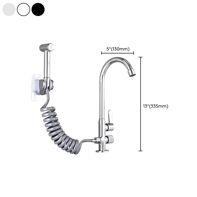 Single Cold Faucet Solid Color High Arc Deck Mounted Bathtub Faucet Clearhalo 'Bathroom Remodel & Bathroom Fixtures' 'Bathtub Faucets' 'bathtub_faucets' 'Home Improvement' 'home_improvement' 'home_improvement_bathtub_faucets' 7209548