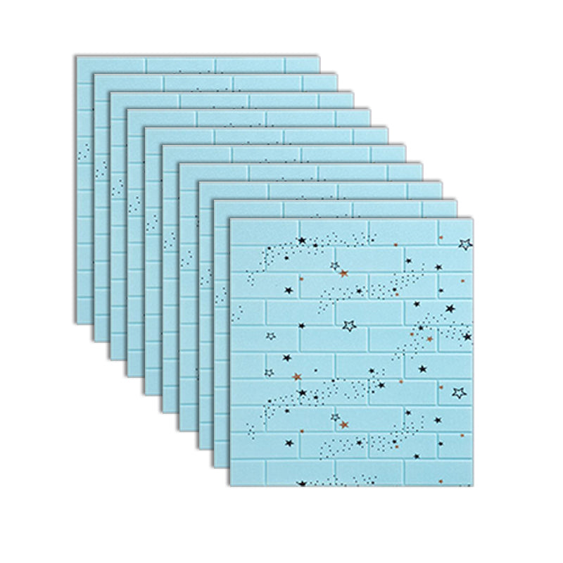 XPE Foam Wall Paneling Star Print Square Waterproof Wall Paneling for Living Room Sky Blue Clearhalo 'Flooring 'Home Improvement' 'home_improvement' 'home_improvement_wall_paneling' 'Wall Paneling' 'wall_paneling' 'Walls & Ceilings' Walls and Ceiling' 7209620