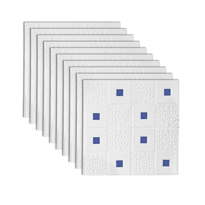 XPE Foam Wall Paneling Square Print Waterproof Wall Paneling for Living Room White-Blue Clearhalo 'Flooring 'Home Improvement' 'home_improvement' 'home_improvement_wall_paneling' 'Wall Paneling' 'wall_paneling' 'Walls & Ceilings' Walls and Ceiling' 7209631