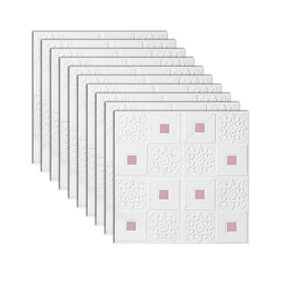 XPE Foam Wall Paneling Square Print Waterproof Wall Paneling for Living Room White-Pink Clearhalo 'Flooring 'Home Improvement' 'home_improvement' 'home_improvement_wall_paneling' 'Wall Paneling' 'wall_paneling' 'Walls & Ceilings' Walls and Ceiling' 7209632