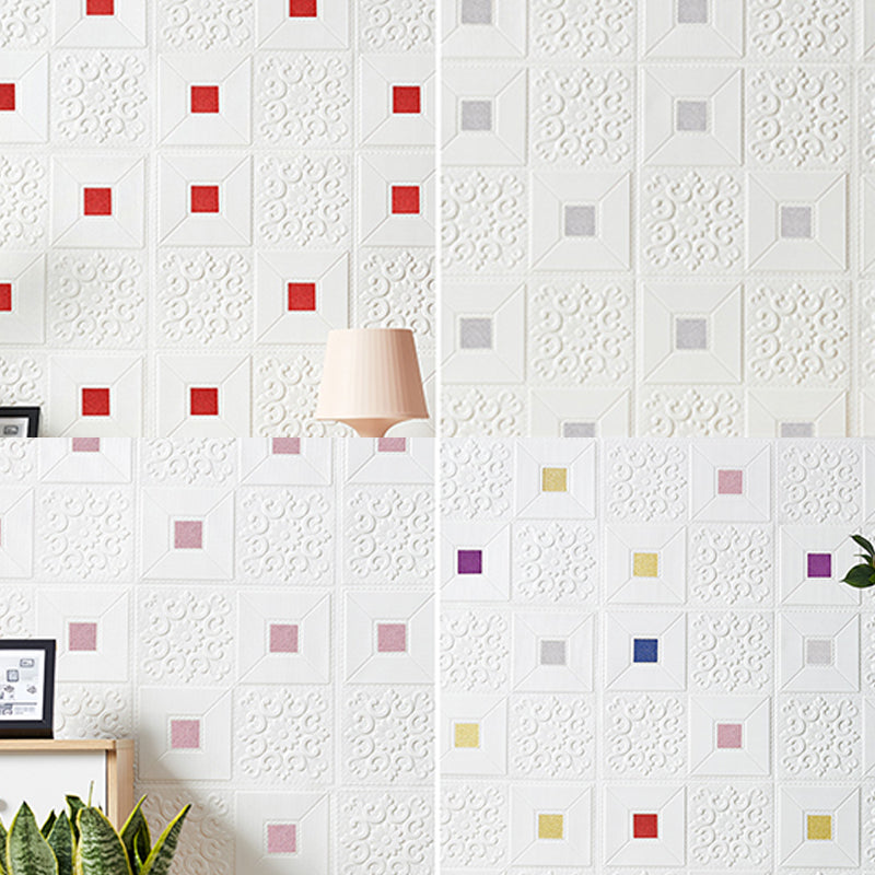 XPE Foam Wall Paneling Square Print Waterproof Wall Paneling for Living Room Clearhalo 'Flooring 'Home Improvement' 'home_improvement' 'home_improvement_wall_paneling' 'Wall Paneling' 'wall_paneling' 'Walls & Ceilings' Walls and Ceiling' 7209635