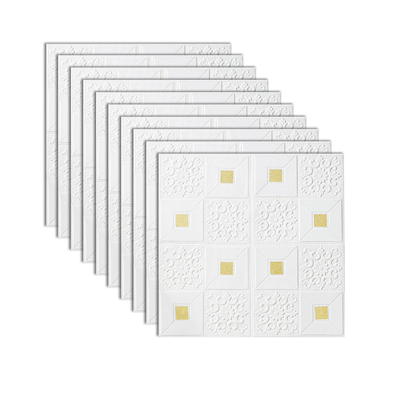 XPE Foam Wall Paneling Square Print Waterproof Wall Paneling for Living Room White-Gold Clearhalo 'Flooring 'Home Improvement' 'home_improvement' 'home_improvement_wall_paneling' 'Wall Paneling' 'wall_paneling' 'Walls & Ceilings' Walls and Ceiling' 7209636