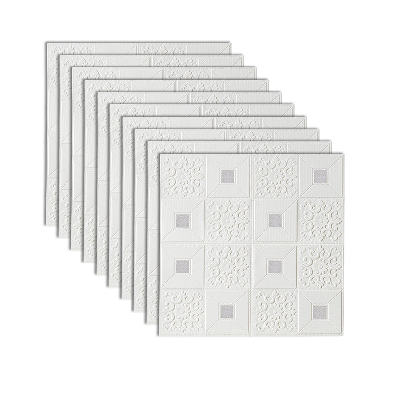 XPE Foam Wall Paneling Square Print Waterproof Wall Paneling for Living Room White-Silver Clearhalo 'Flooring 'Home Improvement' 'home_improvement' 'home_improvement_wall_paneling' 'Wall Paneling' 'wall_paneling' 'Walls & Ceilings' Walls and Ceiling' 7209638