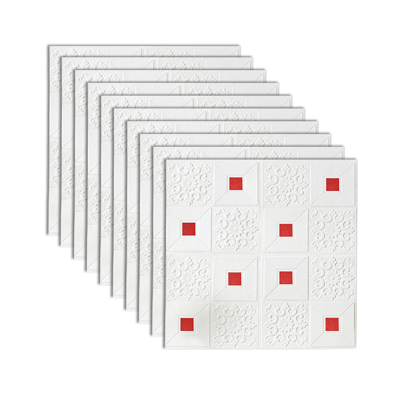 XPE Foam Wall Paneling Square Print Waterproof Wall Paneling for Living Room White-Red Clearhalo 'Flooring 'Home Improvement' 'home_improvement' 'home_improvement_wall_paneling' 'Wall Paneling' 'wall_paneling' 'Walls & Ceilings' Walls and Ceiling' 7209640