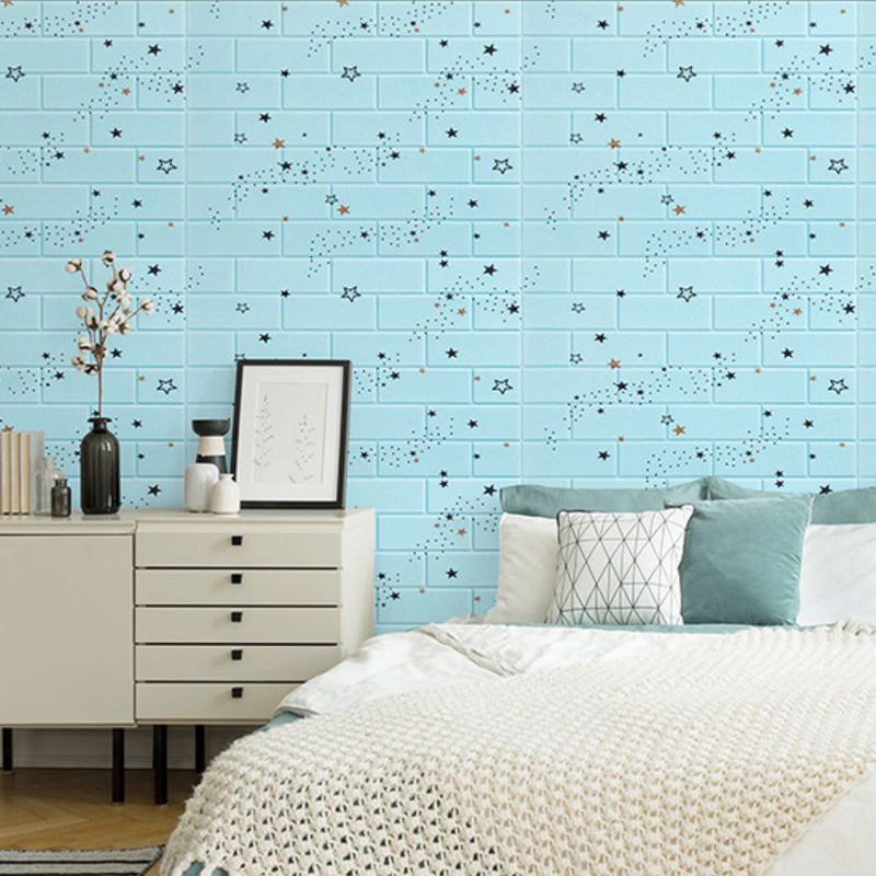 XPE Foam Wall Paneling Square Waterproof Wall Paneling for Living Room Sky Blue 10-Piece Set Clearhalo 'Flooring 'Home Improvement' 'home_improvement' 'home_improvement_wall_paneling' 'Wall Paneling' 'wall_paneling' 'Walls & Ceilings' Walls and Ceiling' 7209660