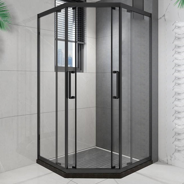 Black Double Sliding Shower Bath Door Framed Clear Shower Doors Clearhalo 'Bathroom Remodel & Bathroom Fixtures' 'Home Improvement' 'home_improvement' 'home_improvement_shower_tub_doors' 'Shower and Tub Doors' 'shower_tub_doors' 'Showers & Bathtubs' 7209756