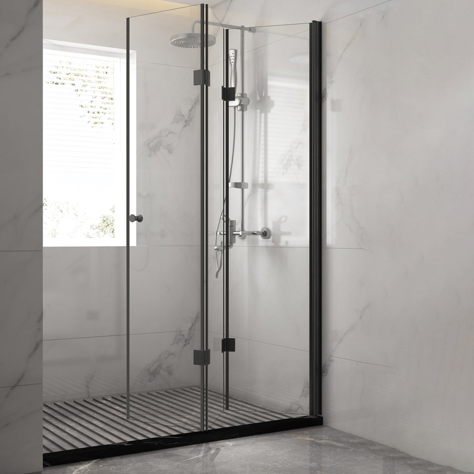 Tempered Shower Bath Door Frameless Bi-Fold Scratch Resistant Shower Doors Black Right Clearhalo 'Bathroom Remodel & Bathroom Fixtures' 'Home Improvement' 'home_improvement' 'home_improvement_shower_tub_doors' 'Shower and Tub Doors' 'shower_tub_doors' 'Showers & Bathtubs' 7209775