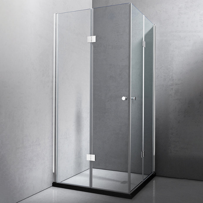 Tempered Shower Bath Door Frameless Bi-Fold Scratch Resistant Shower Doors Clearhalo 'Bathroom Remodel & Bathroom Fixtures' 'Home Improvement' 'home_improvement' 'home_improvement_shower_tub_doors' 'Shower and Tub Doors' 'shower_tub_doors' 'Showers & Bathtubs' 7209777