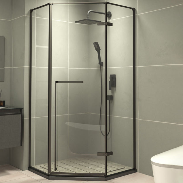 Framed Tempered Shower Doors Hinged Tempered Shower Bath Door Grey Right Clearhalo 'Bathroom Remodel & Bathroom Fixtures' 'Home Improvement' 'home_improvement' 'home_improvement_shower_tub_doors' 'Shower and Tub Doors' 'shower_tub_doors' 'Showers & Bathtubs' 7209857
