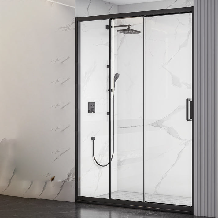 Single Sliding Semi-Frameless Shower Doors Tempered Shower Bath Door Clearhalo 'Bathroom Remodel & Bathroom Fixtures' 'Home Improvement' 'home_improvement' 'home_improvement_shower_tub_doors' 'Shower and Tub Doors' 'shower_tub_doors' 'Showers & Bathtubs' 7209907