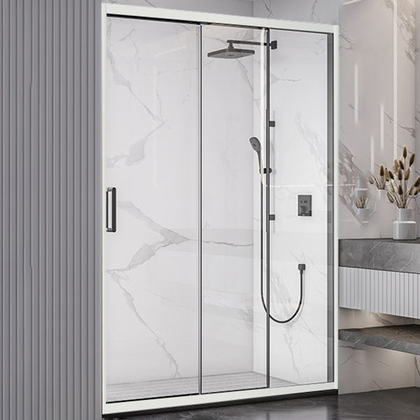 Single Sliding Semi-Frameless Shower Doors Tempered Shower Bath Door Silver Right Clearhalo 'Bathroom Remodel & Bathroom Fixtures' 'Home Improvement' 'home_improvement' 'home_improvement_shower_tub_doors' 'Shower and Tub Doors' 'shower_tub_doors' 'Showers & Bathtubs' 7209909