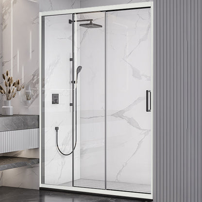 Single Sliding Semi-Frameless Shower Doors Tempered Shower Bath Door Silver Left Clearhalo 'Bathroom Remodel & Bathroom Fixtures' 'Home Improvement' 'home_improvement' 'home_improvement_shower_tub_doors' 'Shower and Tub Doors' 'shower_tub_doors' 'Showers & Bathtubs' 7209911