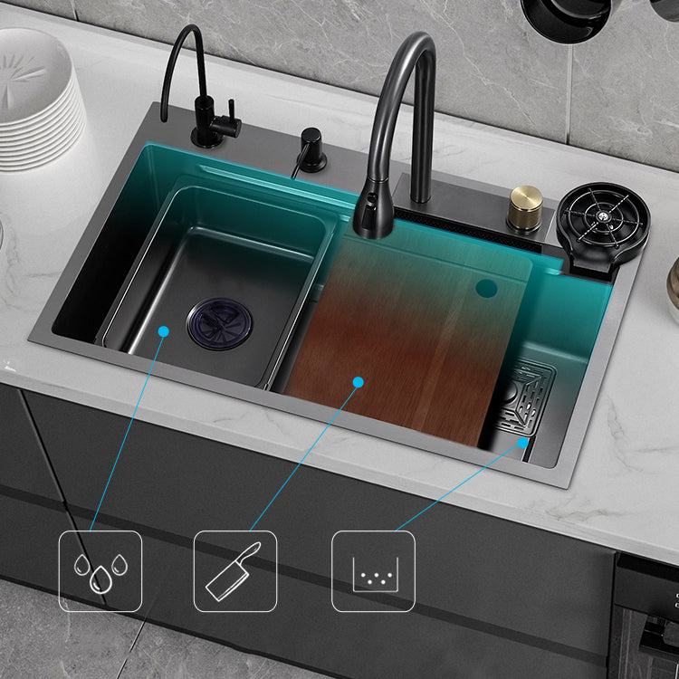 Modern Workstation Sink Stainless Steel with Drain Strainer Kit Workstation Ledge Clearhalo 'Home Improvement' 'home_improvement' 'home_improvement_kitchen_sinks' 'Kitchen Remodel & Kitchen Fixtures' 'Kitchen Sinks & Faucet Components' 'Kitchen Sinks' 'kitchen_sinks' 7212663