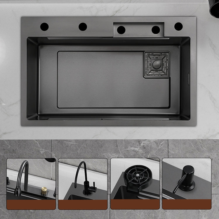 Modern Workstation Sink Stainless Steel with Drain Strainer Kit Workstation Ledge Clearhalo 'Home Improvement' 'home_improvement' 'home_improvement_kitchen_sinks' 'Kitchen Remodel & Kitchen Fixtures' 'Kitchen Sinks & Faucet Components' 'Kitchen Sinks' 'kitchen_sinks' 7212667