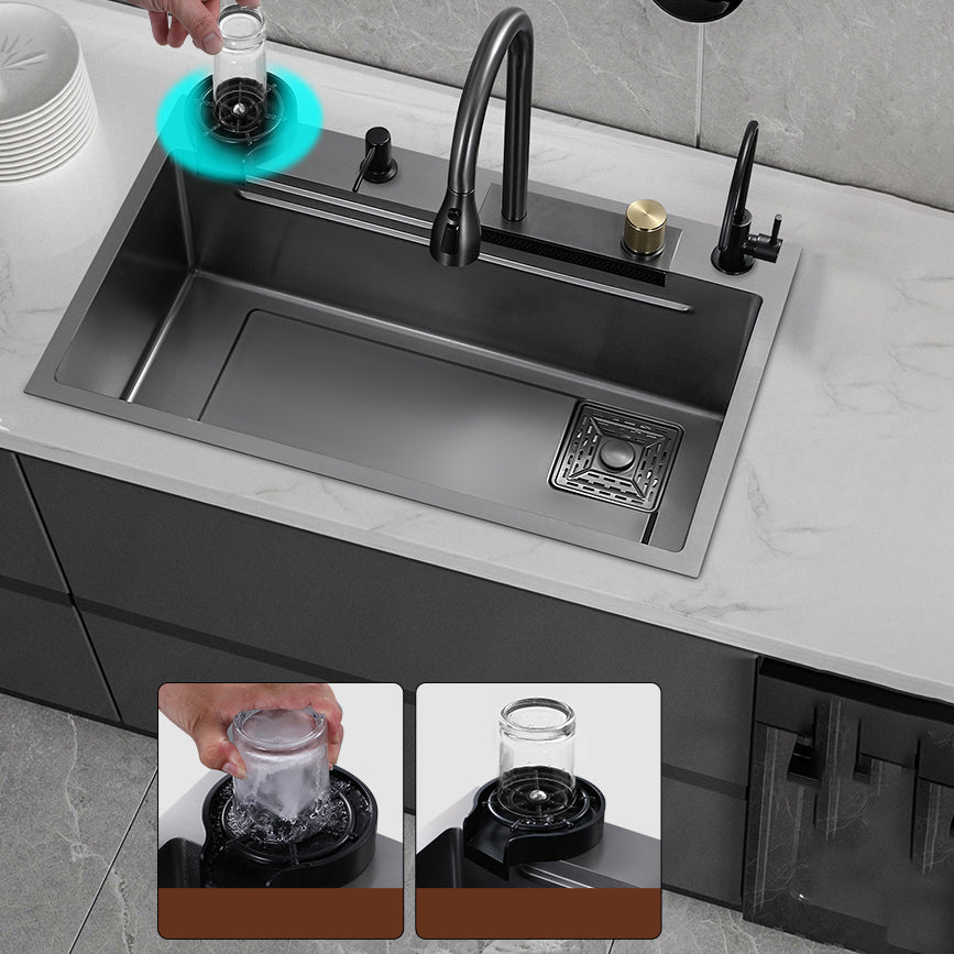 Modern Workstation Sink Stainless Steel with Drain Strainer Kit Workstation Ledge Clearhalo 'Home Improvement' 'home_improvement' 'home_improvement_kitchen_sinks' 'Kitchen Remodel & Kitchen Fixtures' 'Kitchen Sinks & Faucet Components' 'Kitchen Sinks' 'kitchen_sinks' 7212670