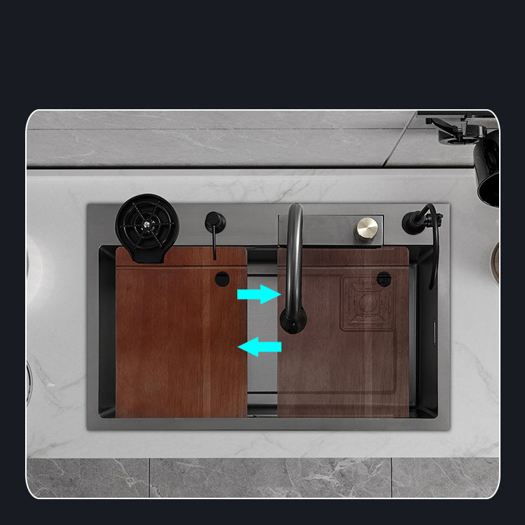 Modern Workstation Sink Stainless Steel with Drain Strainer Kit Workstation Ledge Clearhalo 'Home Improvement' 'home_improvement' 'home_improvement_kitchen_sinks' 'Kitchen Remodel & Kitchen Fixtures' 'Kitchen Sinks & Faucet Components' 'Kitchen Sinks' 'kitchen_sinks' 7212674