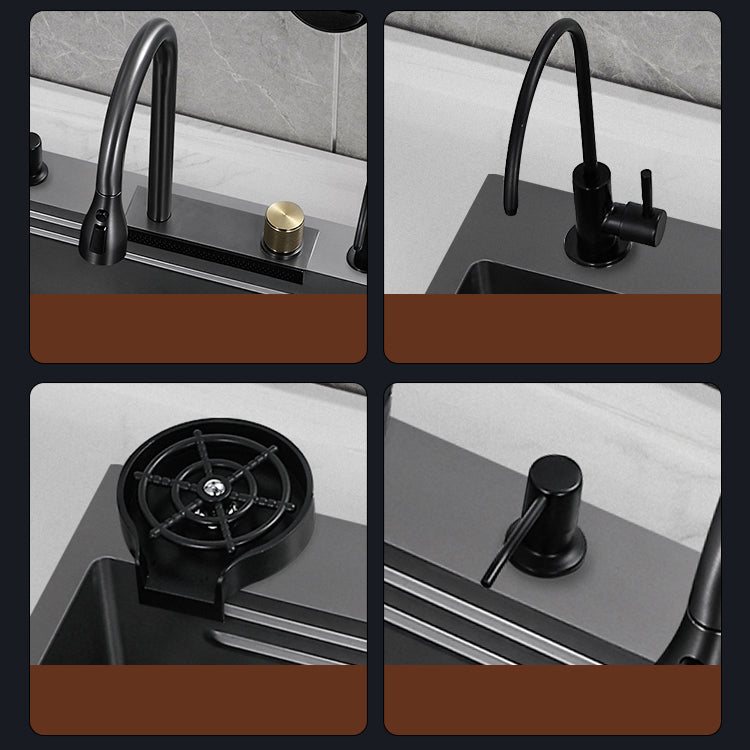 Modern Workstation Sink Stainless Steel with Drain Strainer Kit Workstation Ledge Clearhalo 'Home Improvement' 'home_improvement' 'home_improvement_kitchen_sinks' 'Kitchen Remodel & Kitchen Fixtures' 'Kitchen Sinks & Faucet Components' 'Kitchen Sinks' 'kitchen_sinks' 7212676