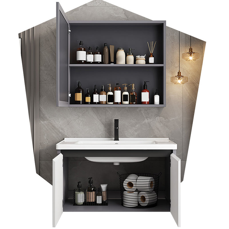 Modern Sink Vanity Set Wall Mounted Rectangular Sink Drawers Vanity Set Clearhalo 'Bathroom Remodel & Bathroom Fixtures' 'Bathroom Vanities' 'bathroom_vanities' 'Home Improvement' 'home_improvement' 'home_improvement_bathroom_vanities' 7215132