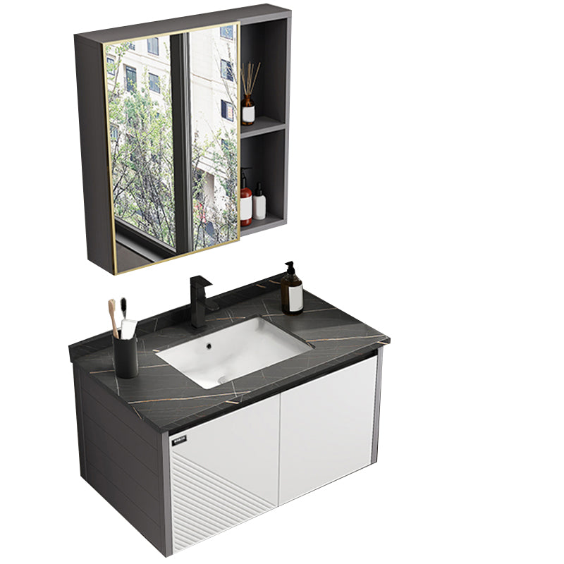 Modern Sink Vanity Set Wall Mounted Rectangular Sink Drawers Vanity Set Clearhalo 'Bathroom Remodel & Bathroom Fixtures' 'Bathroom Vanities' 'bathroom_vanities' 'Home Improvement' 'home_improvement' 'home_improvement_bathroom_vanities' 7215135