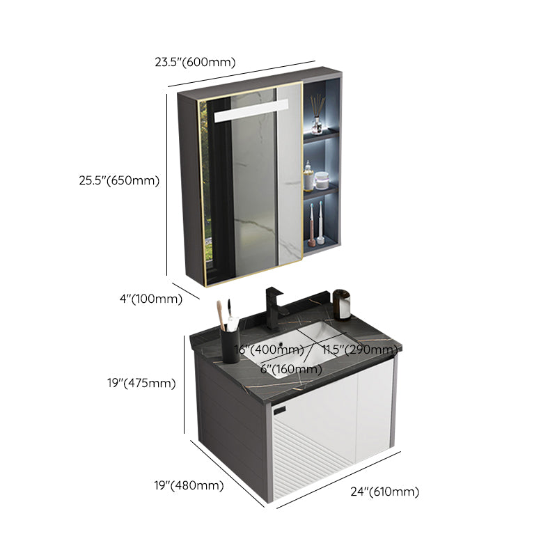 Modern Sink Vanity Set Wall Mounted Rectangular Sink Drawers Vanity Set Clearhalo 'Bathroom Remodel & Bathroom Fixtures' 'Bathroom Vanities' 'bathroom_vanities' 'Home Improvement' 'home_improvement' 'home_improvement_bathroom_vanities' 7215149