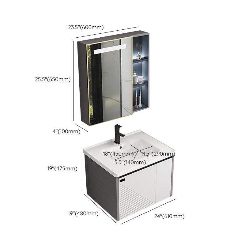 Modern Sink Vanity Set Wall Mounted Rectangular Sink Drawers Vanity Set Clearhalo 'Bathroom Remodel & Bathroom Fixtures' 'Bathroom Vanities' 'bathroom_vanities' 'Home Improvement' 'home_improvement' 'home_improvement_bathroom_vanities' 7215150