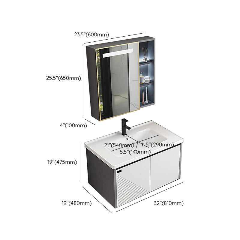 Modern Sink Vanity Set Wall Mounted Rectangular Sink Drawers Vanity Set Clearhalo 'Bathroom Remodel & Bathroom Fixtures' 'Bathroom Vanities' 'bathroom_vanities' 'Home Improvement' 'home_improvement' 'home_improvement_bathroom_vanities' 7215154