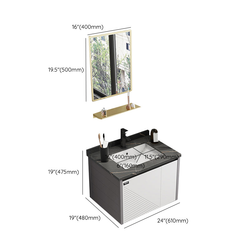 Modern Sink Vanity Set Wall Mounted Rectangular Sink Drawers Vanity Set Clearhalo 'Bathroom Remodel & Bathroom Fixtures' 'Bathroom Vanities' 'bathroom_vanities' 'Home Improvement' 'home_improvement' 'home_improvement_bathroom_vanities' 7215155