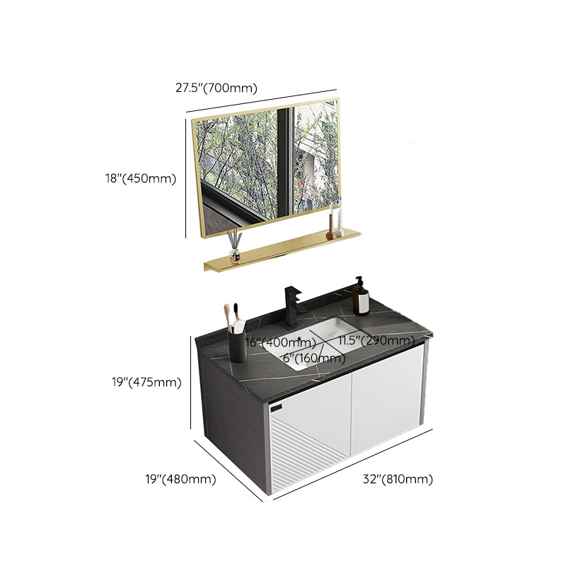 Modern Sink Vanity Set Wall Mounted Rectangular Sink Drawers Vanity Set Clearhalo 'Bathroom Remodel & Bathroom Fixtures' 'Bathroom Vanities' 'bathroom_vanities' 'Home Improvement' 'home_improvement' 'home_improvement_bathroom_vanities' 7215159