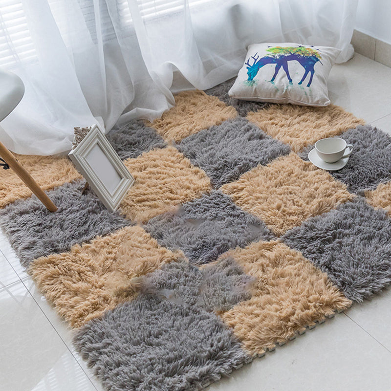 Bedroom Carpet Tiles Solid Color Square Shag Stain Resistant Carpet Tiles Clearhalo 'Carpet Tiles & Carpet Squares' 'carpet_tiles_carpet_squares' 'Flooring 'Home Improvement' 'home_improvement' 'home_improvement_carpet_tiles_carpet_squares' Walls and Ceiling' 7215689