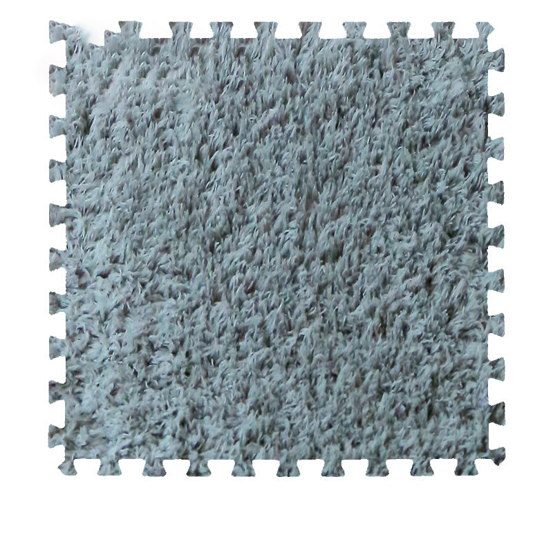 Modern Carpet Tiles Square Color Block Shag Interlocking Carpet Tiles Silver Gray Clearhalo 'Carpet Tiles & Carpet Squares' 'carpet_tiles_carpet_squares' 'Flooring 'Home Improvement' 'home_improvement' 'home_improvement_carpet_tiles_carpet_squares' Walls and Ceiling' 7215722