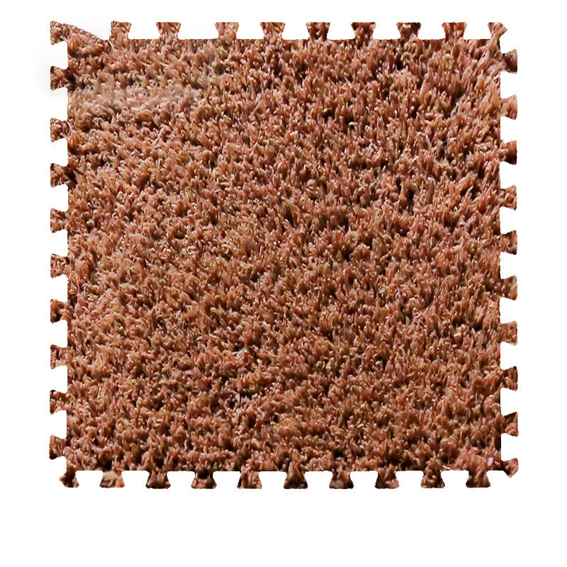 Modern Carpet Tiles Square Color Block Shag Interlocking Carpet Tiles Dark Coffee Clearhalo 'Carpet Tiles & Carpet Squares' 'carpet_tiles_carpet_squares' 'Flooring 'Home Improvement' 'home_improvement' 'home_improvement_carpet_tiles_carpet_squares' Walls and Ceiling' 7215724