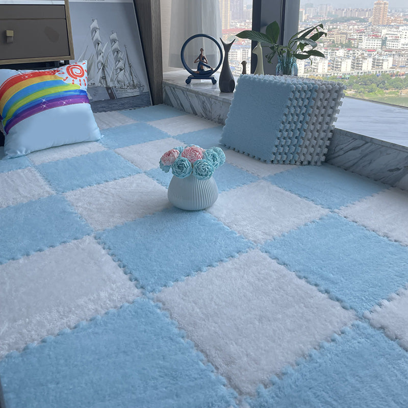 Modern Carpet Floor Tile Plush Cut Interlocking Mildew Resistant Tiles and Carpet Light Blue-White Clearhalo 'Carpet Tiles & Carpet Squares' 'carpet_tiles_carpet_squares' 'Flooring 'Home Improvement' 'home_improvement' 'home_improvement_carpet_tiles_carpet_squares' Walls and Ceiling' 7215910