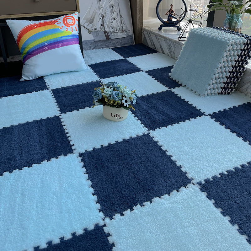 Modern Carpet Floor Tile Plush Cut Interlocking Mildew Resistant Tiles and Carpet Dark Blue-Light Blue Clearhalo 'Carpet Tiles & Carpet Squares' 'carpet_tiles_carpet_squares' 'Flooring 'Home Improvement' 'home_improvement' 'home_improvement_carpet_tiles_carpet_squares' Walls and Ceiling' 7215922