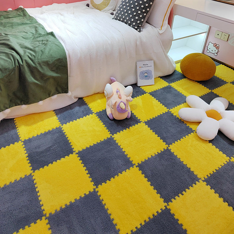 Modern Tiles and Carpet Plush Cut Interlocking Non-Skid Carpet Tiles Yellow-Gray Clearhalo 'Carpet Tiles & Carpet Squares' 'carpet_tiles_carpet_squares' 'Flooring 'Home Improvement' 'home_improvement' 'home_improvement_carpet_tiles_carpet_squares' Walls and Ceiling' 7215944