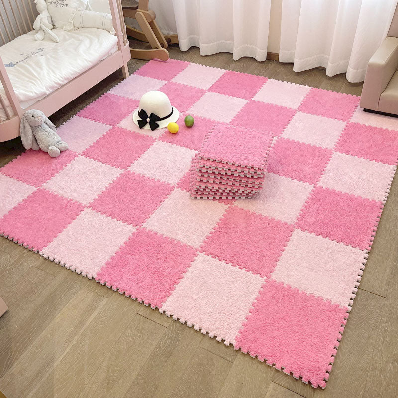 Modern Carpet Floor Tile Plush Cut Loose Lay Non-Skid Carpet Tile Rose Pink 10-Piece Set Clearhalo 'Carpet Tiles & Carpet Squares' 'carpet_tiles_carpet_squares' 'Flooring 'Home Improvement' 'home_improvement' 'home_improvement_carpet_tiles_carpet_squares' Walls and Ceiling' 7215964