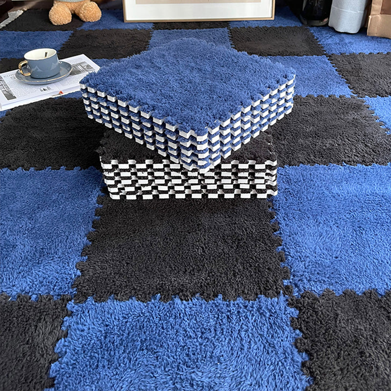 Modern Carpet Floor Tile Plush Cut Loose Lay Non-Skid Carpet Tile Royal Blue-Black 10-Piece Set Clearhalo 'Carpet Tiles & Carpet Squares' 'carpet_tiles_carpet_squares' 'Flooring 'Home Improvement' 'home_improvement' 'home_improvement_carpet_tiles_carpet_squares' Walls and Ceiling' 7215982