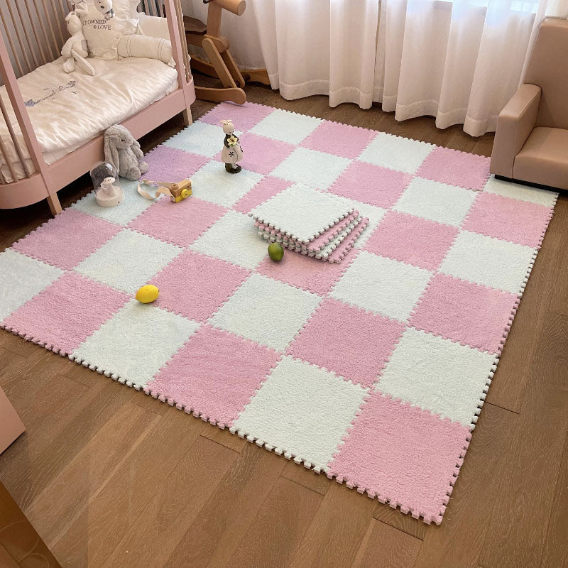 Modern Carpet Floor Tile Plush Cut Loose Lay Non-Skid Carpet Tile Beige Pink 10-Piece Set Clearhalo 'Carpet Tiles & Carpet Squares' 'carpet_tiles_carpet_squares' 'Flooring 'Home Improvement' 'home_improvement' 'home_improvement_carpet_tiles_carpet_squares' Walls and Ceiling' 7215988