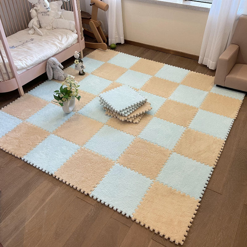 Modern Carpet Floor Tile Plush Cut Loose Lay Non-Skid Carpet Tile Beige Yellow 10-Piece Set Clearhalo 'Carpet Tiles & Carpet Squares' 'carpet_tiles_carpet_squares' 'Flooring 'Home Improvement' 'home_improvement' 'home_improvement_carpet_tiles_carpet_squares' Walls and Ceiling' 7215989