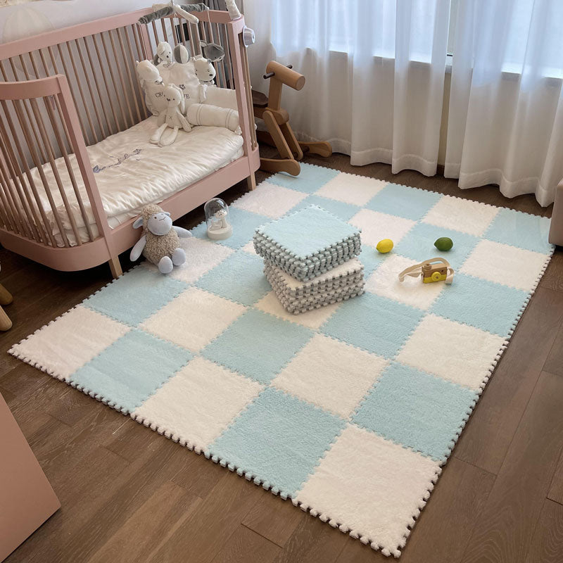 Modern Carpet Floor Tile Plush Cut Loose Lay Non-Skid Carpet Tile Beige Light Blue 10-Piece Set Clearhalo 'Carpet Tiles & Carpet Squares' 'carpet_tiles_carpet_squares' 'Flooring 'Home Improvement' 'home_improvement' 'home_improvement_carpet_tiles_carpet_squares' Walls and Ceiling' 7215990