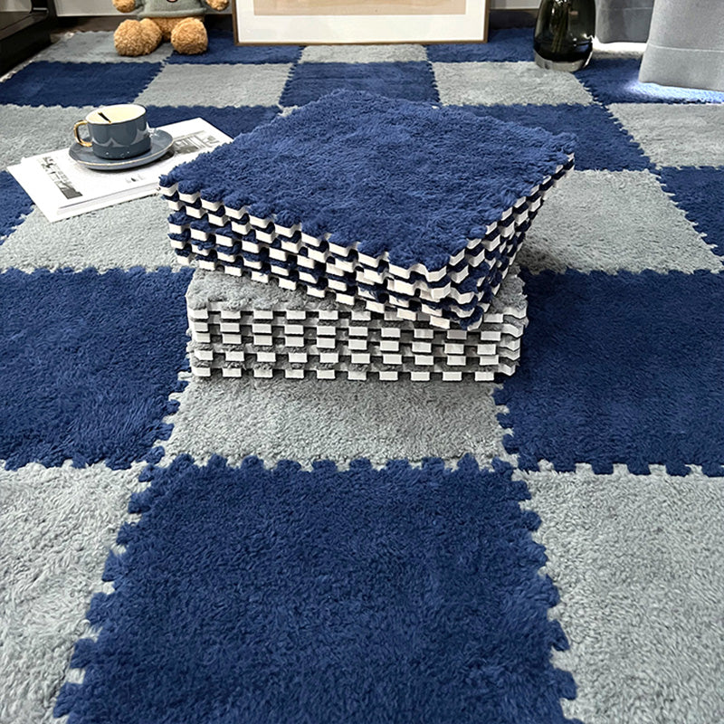 Modern Carpet Floor Tile Plush Cut Loose Lay Non-Skid Carpet Tile Royal Blue Light Gray 10-Piece Set Clearhalo 'Carpet Tiles & Carpet Squares' 'carpet_tiles_carpet_squares' 'Flooring 'Home Improvement' 'home_improvement' 'home_improvement_carpet_tiles_carpet_squares' Walls and Ceiling' 7215992