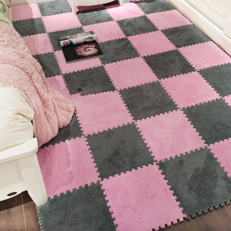 Modern Tiles and Carpet Plush Cut Loose Lay Fade Resistant Carpet Tile Grey-Pink-Grey Clearhalo 'Carpet Tiles & Carpet Squares' 'carpet_tiles_carpet_squares' 'Flooring 'Home Improvement' 'home_improvement' 'home_improvement_carpet_tiles_carpet_squares' Walls and Ceiling' 7216006