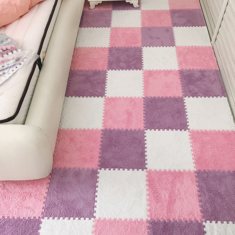 Modern Tiles and Carpet Plush Cut Loose Lay Fade Resistant Carpet Tile Pink/ Light Purple Clearhalo 'Carpet Tiles & Carpet Squares' 'carpet_tiles_carpet_squares' 'Flooring 'Home Improvement' 'home_improvement' 'home_improvement_carpet_tiles_carpet_squares' Walls and Ceiling' 7216028