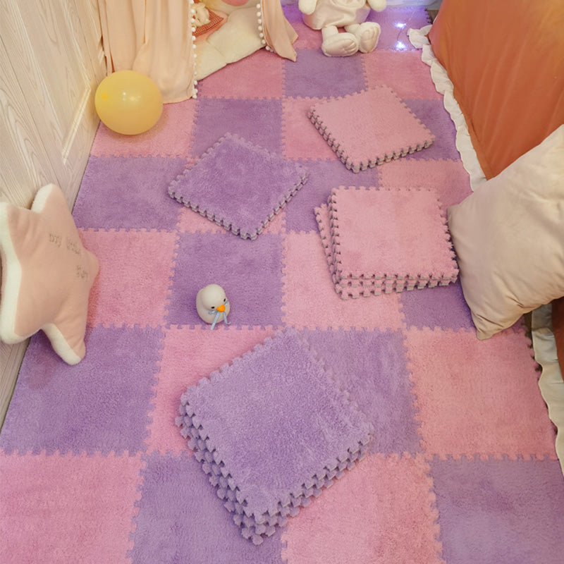 Modern Tiles and Carpet Plush Cut Interlocking Odor Resistant Carpet Tiles Purple Pink Clearhalo 'Carpet Tiles & Carpet Squares' 'carpet_tiles_carpet_squares' 'Flooring 'Home Improvement' 'home_improvement' 'home_improvement_carpet_tiles_carpet_squares' Walls and Ceiling' 7216035